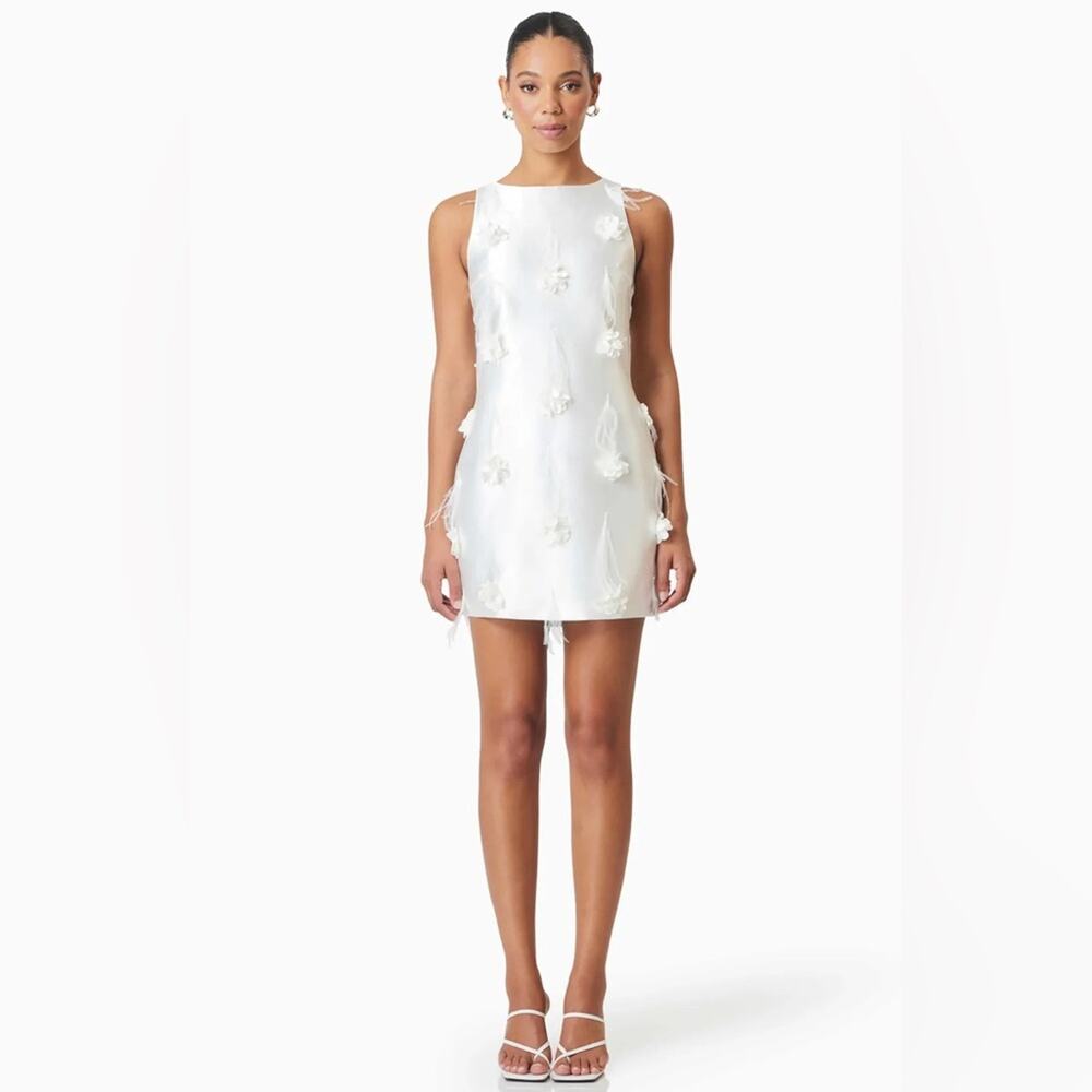 Elliatt Lunaria Satin Mini Dress In White XXL - Picture 2 of 13